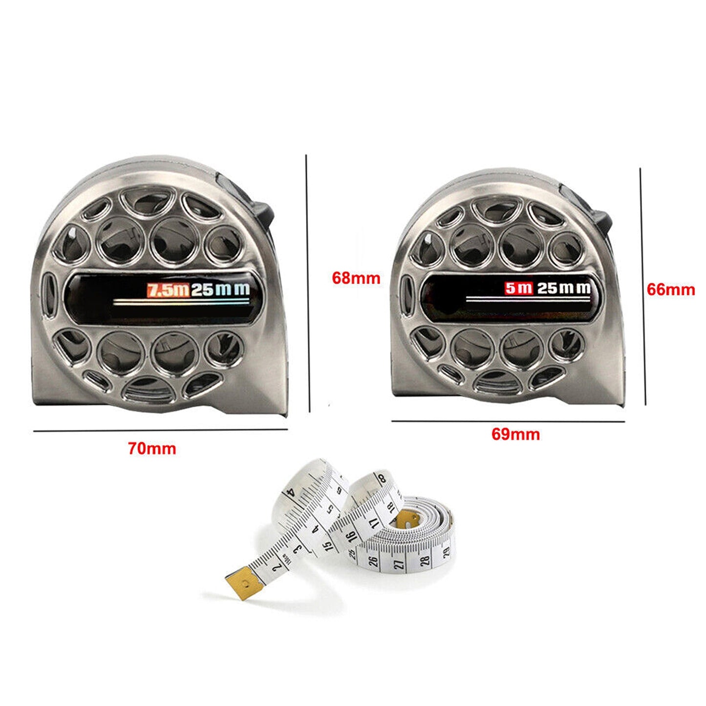 Retractable Measuring Tape with Metric Ruler Easy Lock and Release