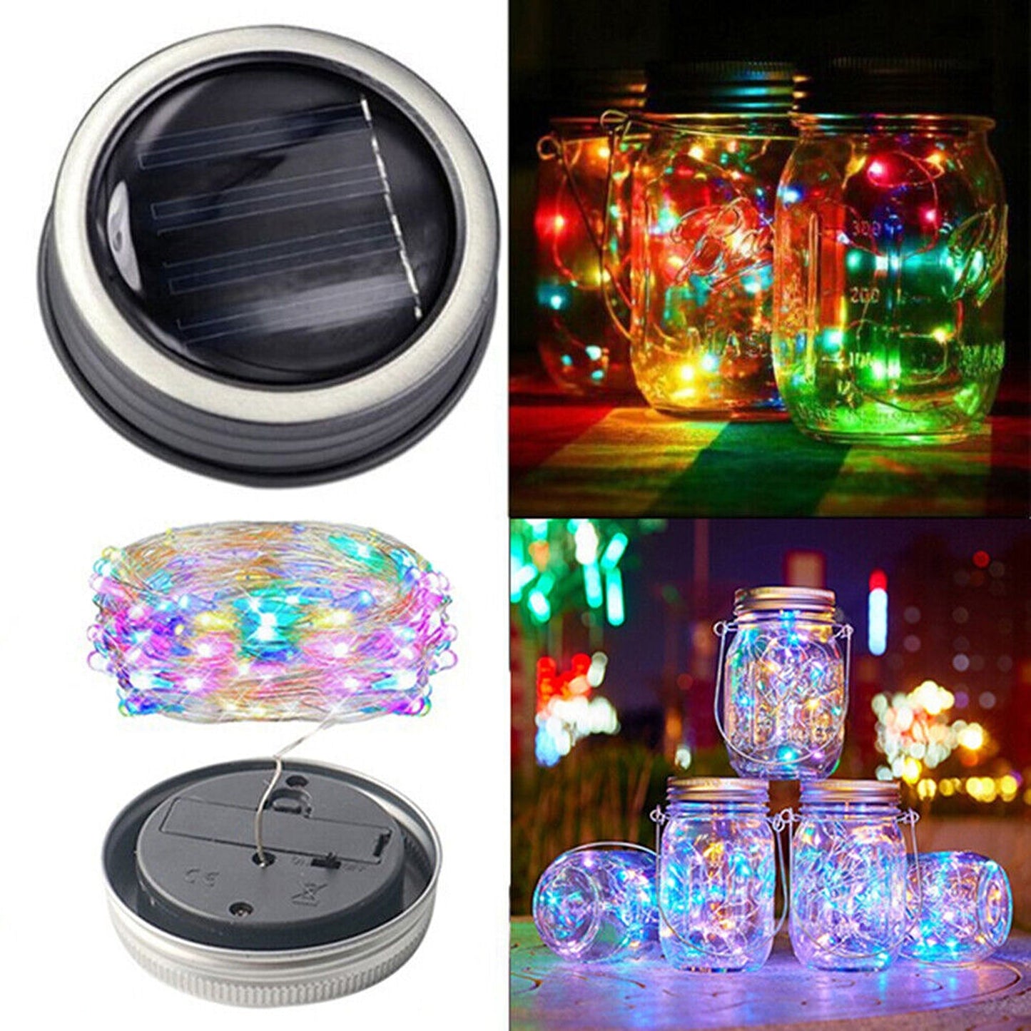 Outdoor Solar Powered Mason Jar Fairy Lights Garden Wedding Decor Lamp