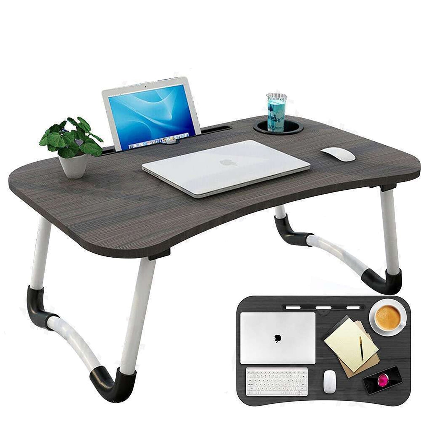 Adjustable Laptop Stand Portable Desk for Bed with Cup Holder