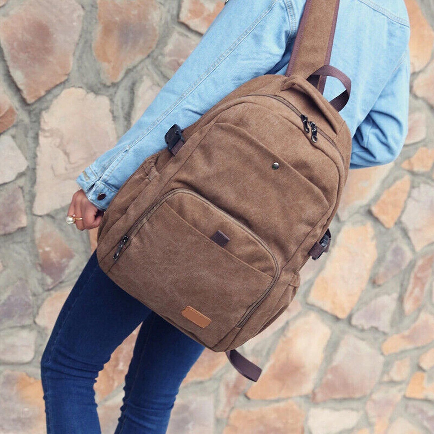 Large Canvas Backpack for Laptops School Travel Bag for Men and Women