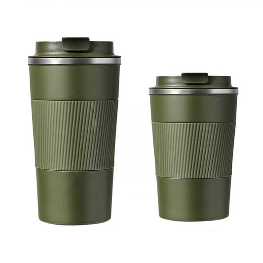 Green Insulated Stainless Steel Coffee Mug Double Wall Leakproof Travel Cup