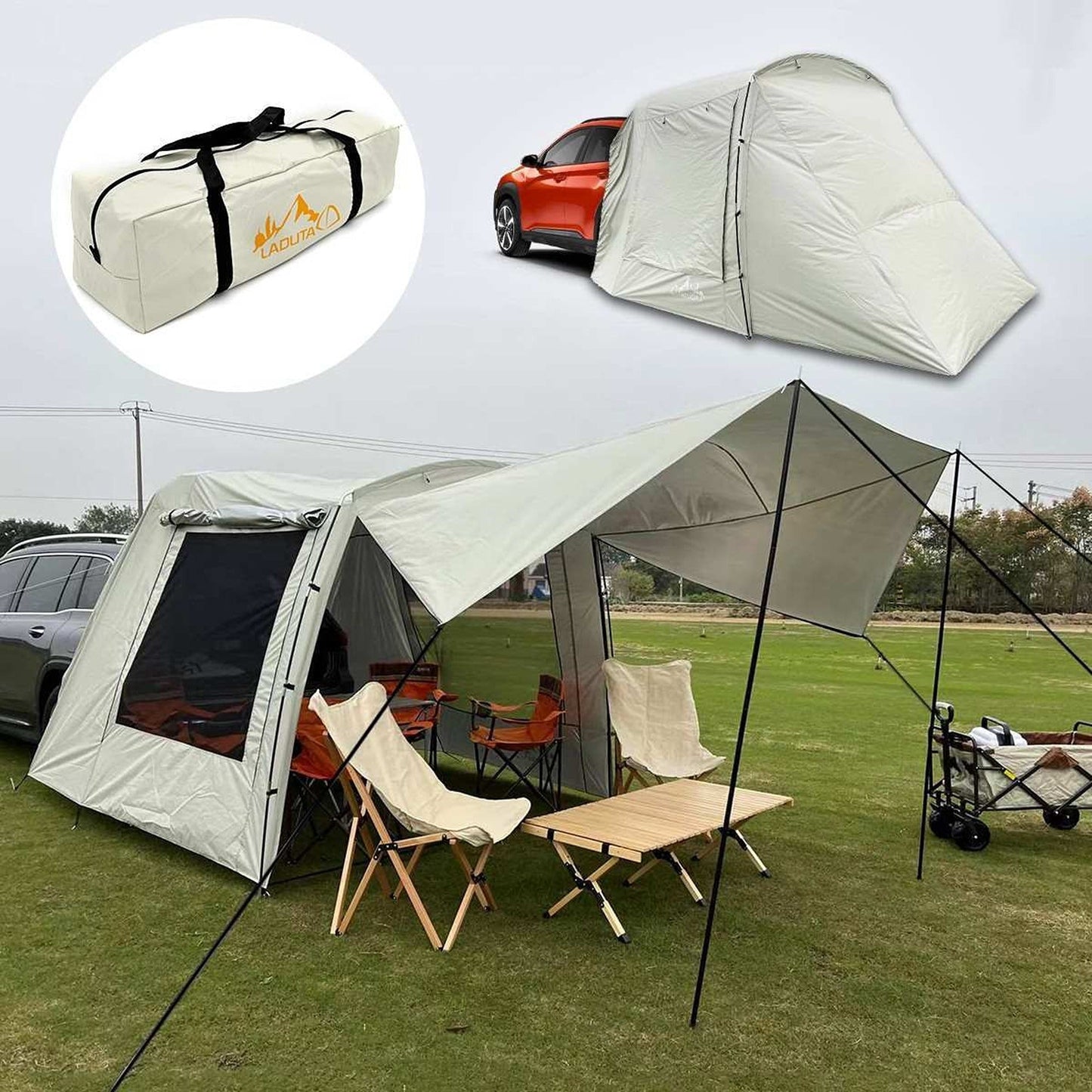 SUV Camping Tent Waterproof Rear Car Trunk Tent for 3-4 People