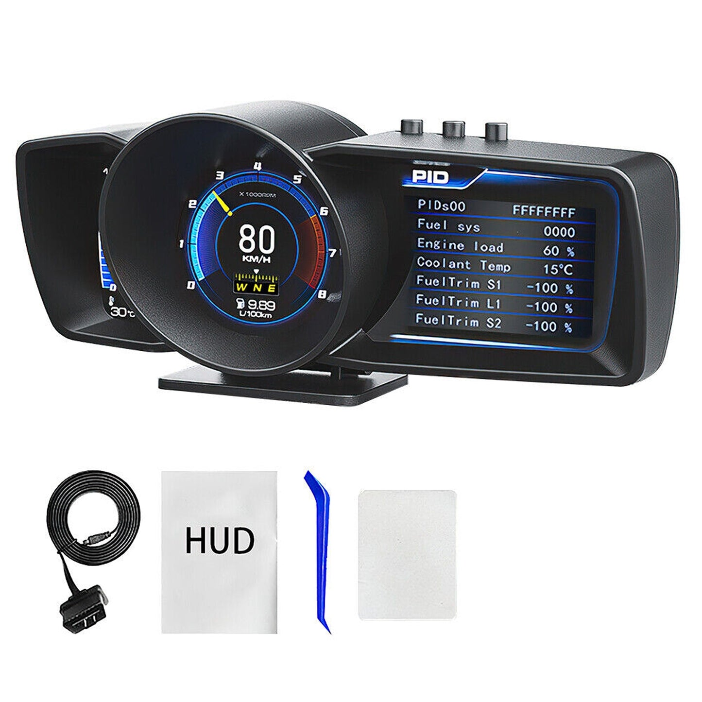 Smart OBD2 and GPS Car Gauge Digital HUD Display with Speedometer and Turbo
