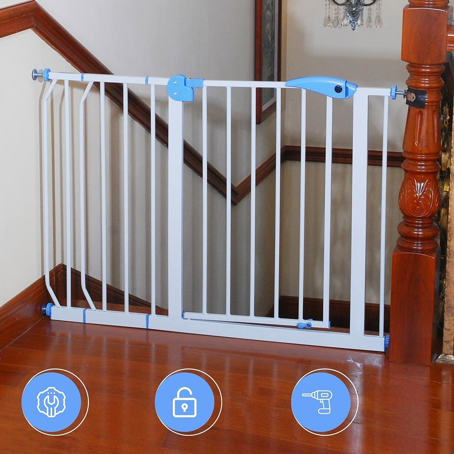 Wide Baby and Pet Room Divider Safety Barrier Gate with Adjustable Length