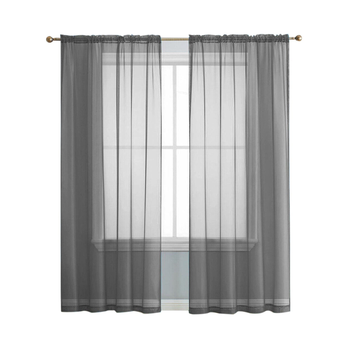 Organza Voile Sheer Curtain with Rod Pocket for Window Draping