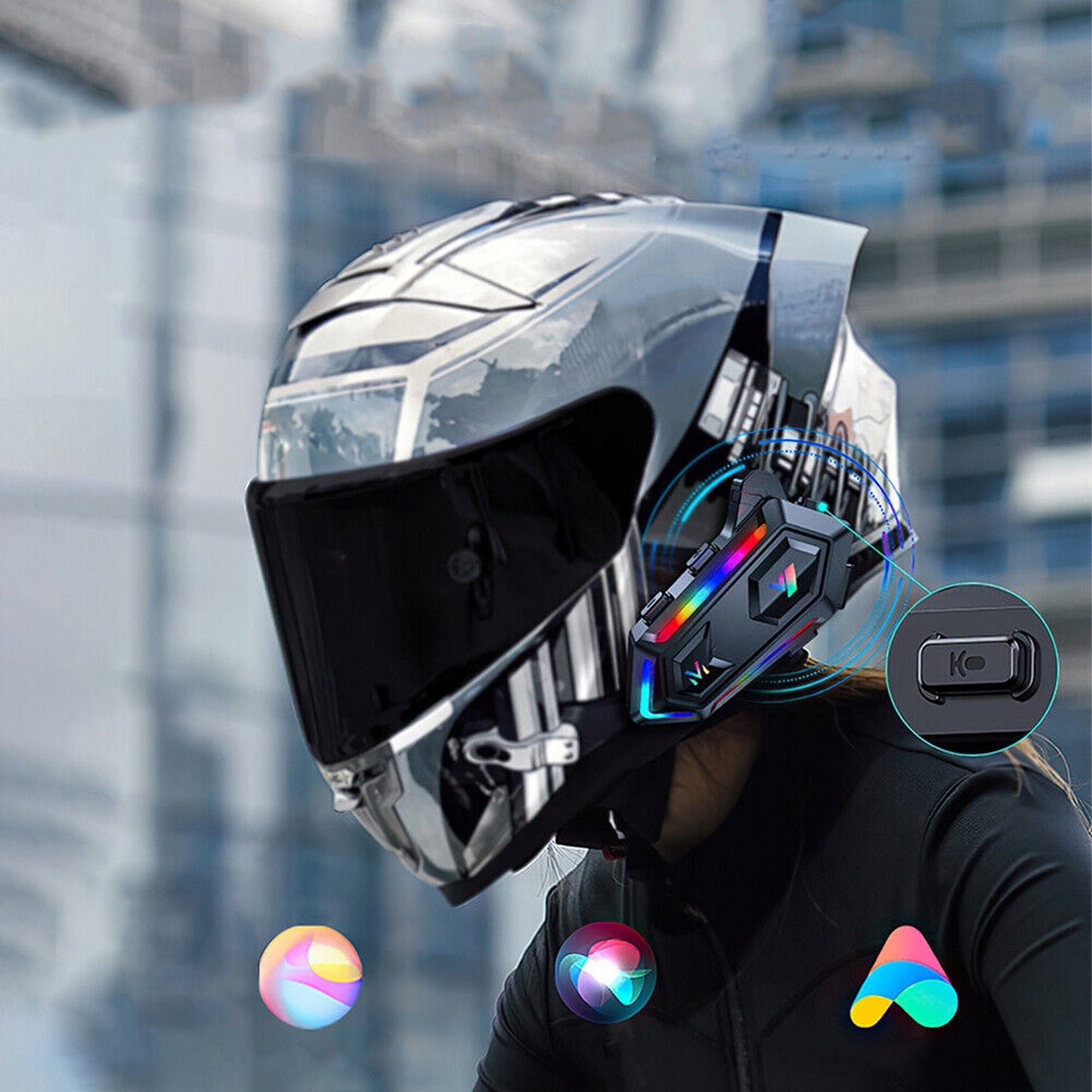 Wireless Bluetooth Motorcycle Helmet Headset Hands-Free Headphone Speaker