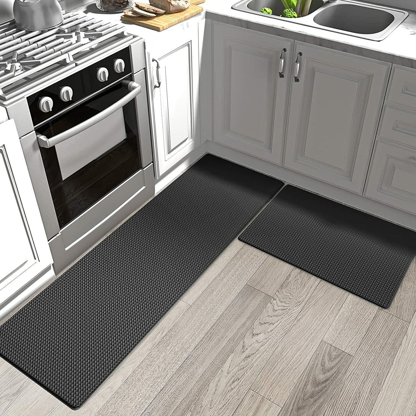 Black Anti-Oil Waterproof Kitchen Door Mat Non-Slip Floor Rug Carpet