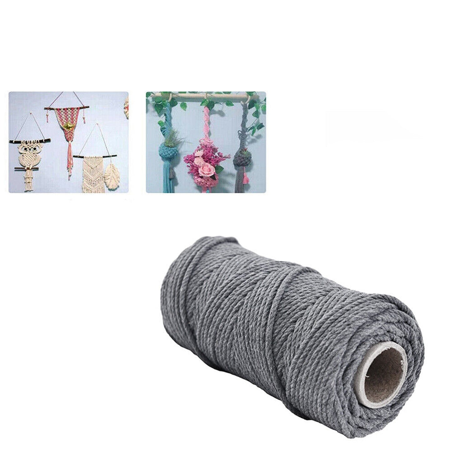 Grey Craft Macrame Twisted Cotton Artisan Rope Weaving Wire