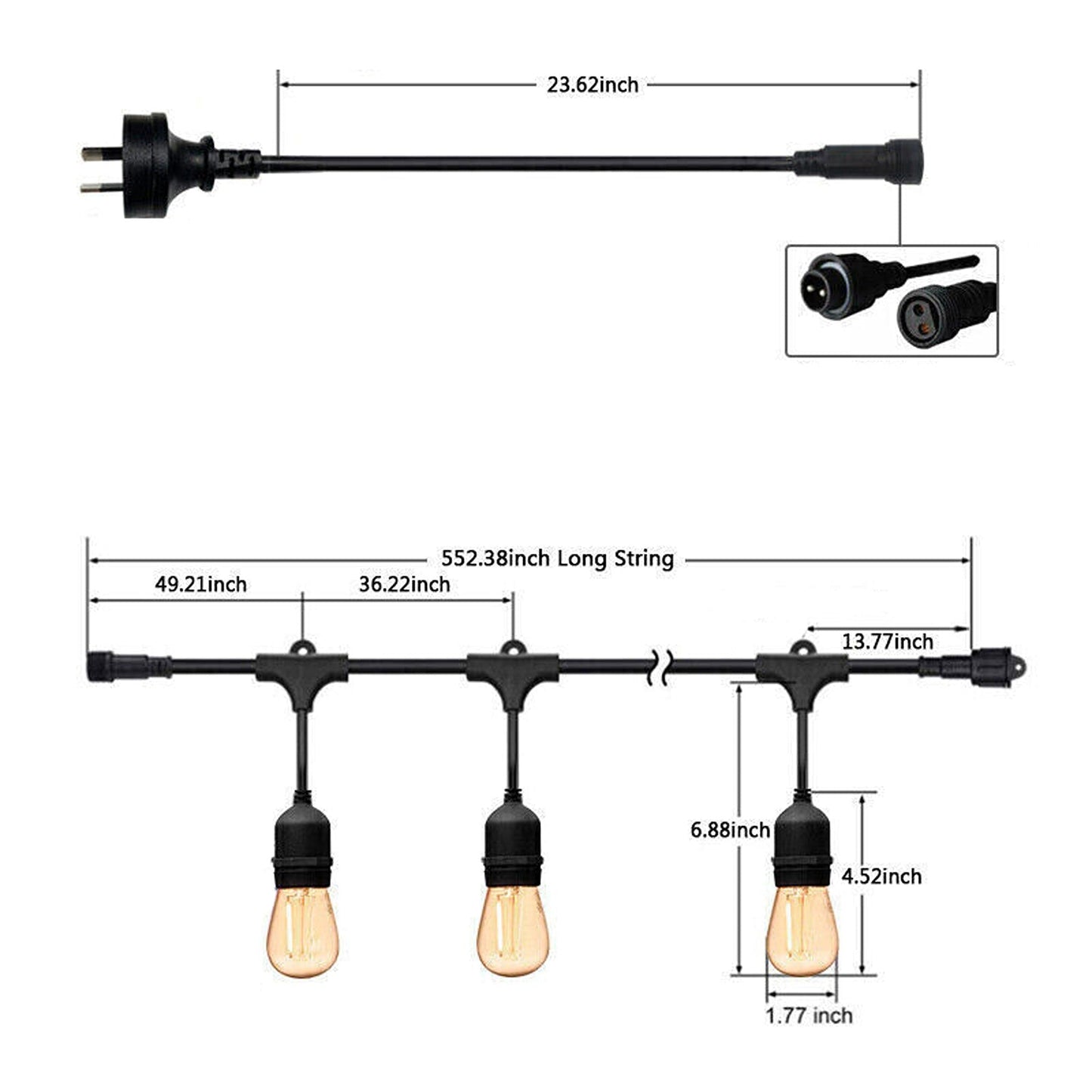 LED Festoon String Lights for Wedding Solar and Plug-In Connectable