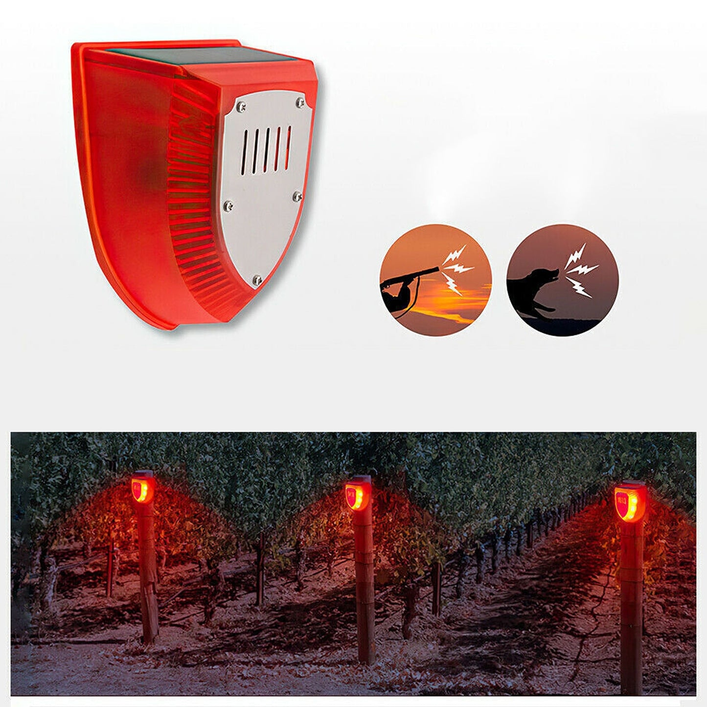 Outdoor Wireless Solar Alarm Light with PIR Motion Sensor and Sound Alarm
