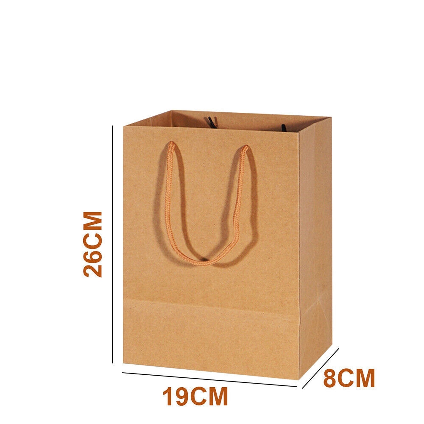 50pcs Bulk Kraft Paper Bags with Rope Handles Gift Shopping Carry Craft