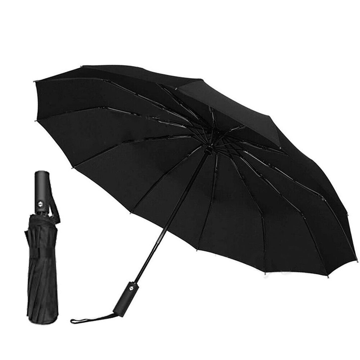 Compact Folding Umbrella Automatic Windproof With Fiberglass 12 Ribs
