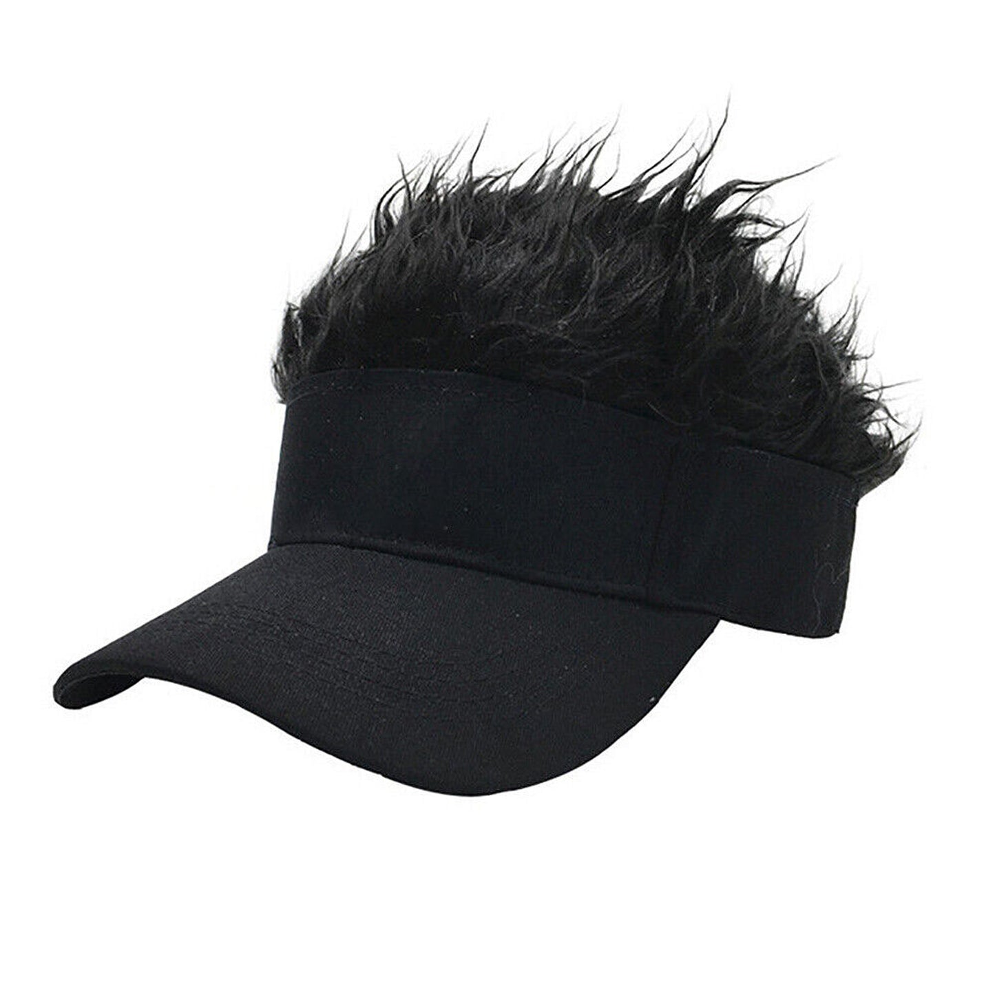 Baseball Cap with Wig Attached Sun Visor and Fun Hair for Men
