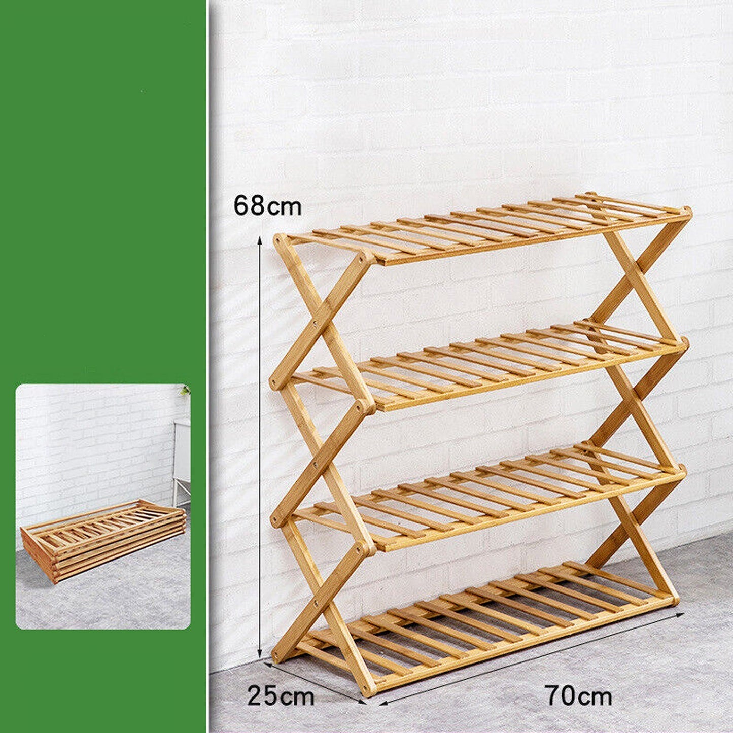 Bamboo Folding Shoe Rack with Multi-Tier Storage Shelf