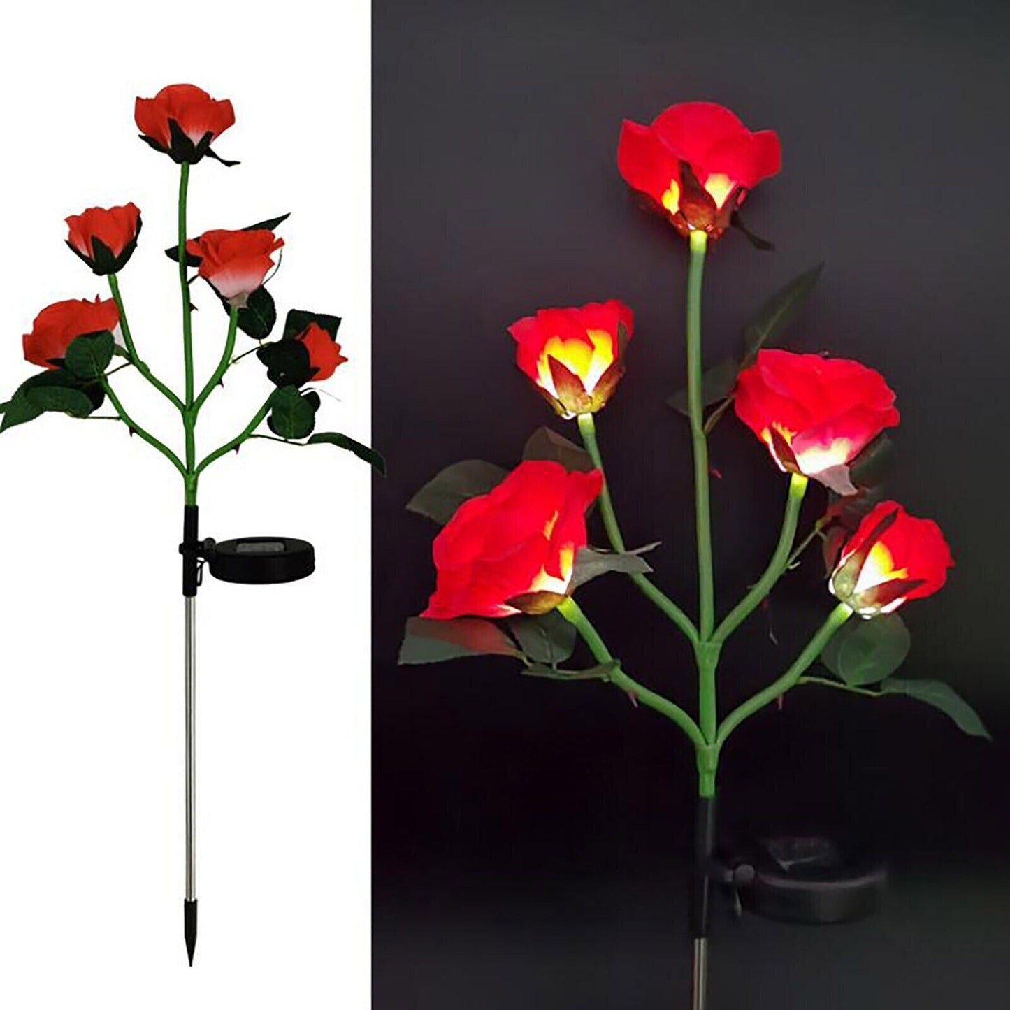 75cm Long Rose Flowers Solar Garden Lights for Yard and Xmas Decor