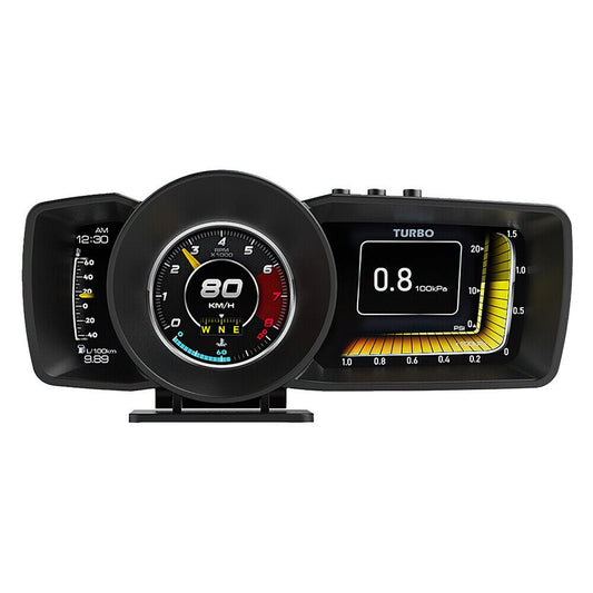 Smart OBD2 and GPS Car Gauge Digital HUD Display with Speedometer and Turbo