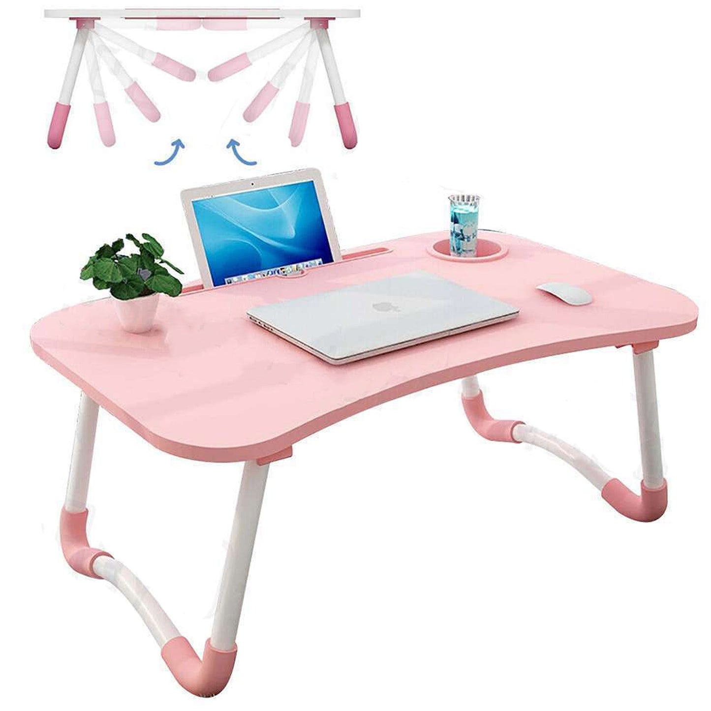 Adjustable Laptop Stand Portable Desk for Bed with Cup Holder