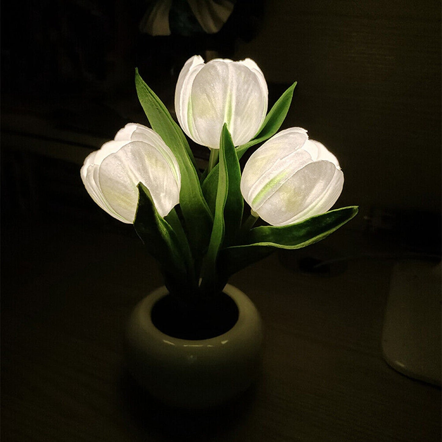 Tulip Flower Night Light Potted Plant Table Lamp