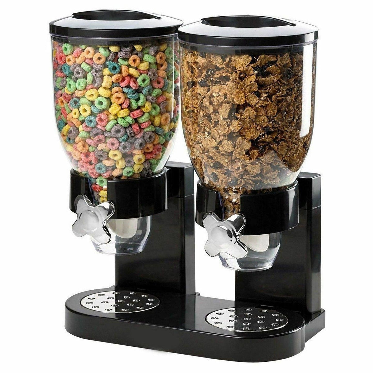 Double Compartment Cereal Dispenser for Dry Grains and Food Storage