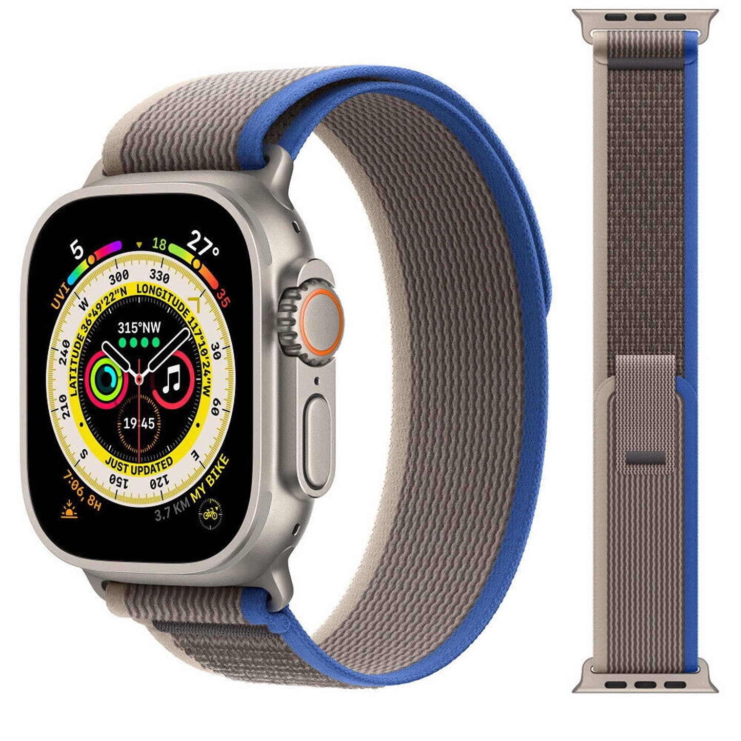 Blue Grey Trail Loop Band Strap For Watch Band Strap IWatch Series SE 9 8 7 6 5 40 41 44 45 Ultra