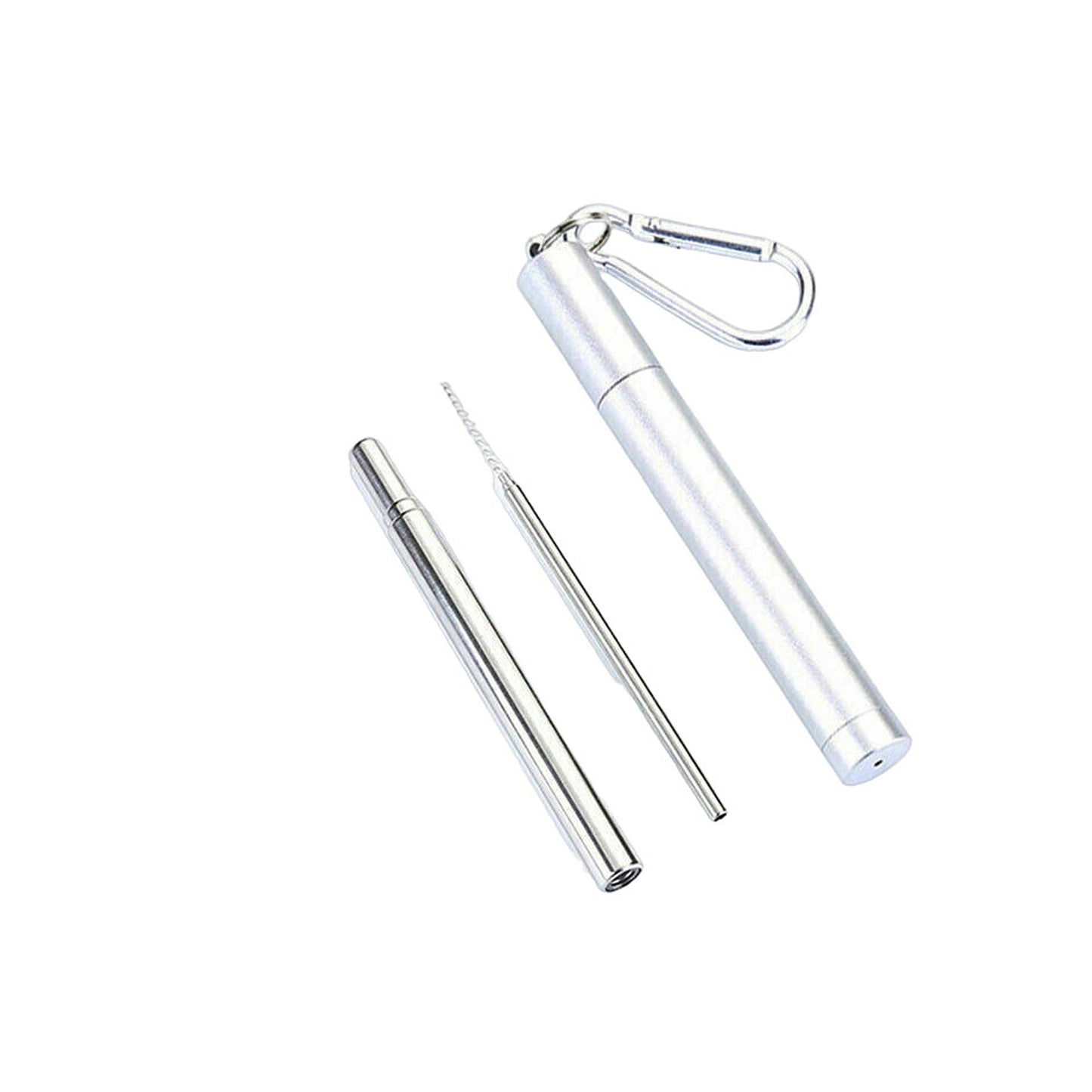 Telescopic Stainless Steel Drinking Straws with Cleaning Brush