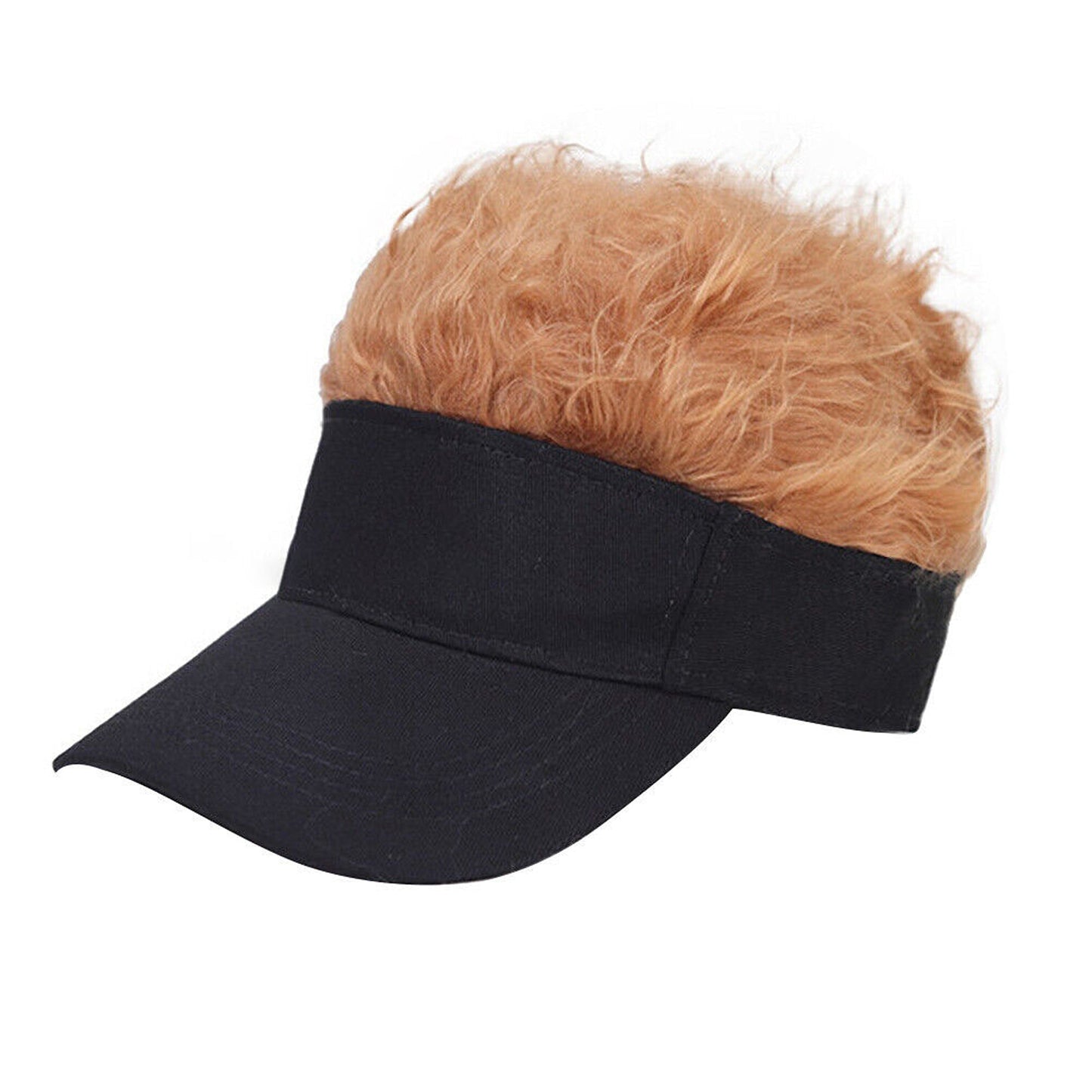 Baseball Cap with Wig Attached Sun Visor and Fun Hair for Men
