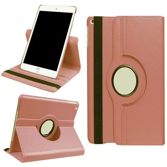Rose Red Leather Case with 360 Rotate Smart Cover for iPad 9 8 7 6 5 Gen Air 3 2 1 Pro 10.5