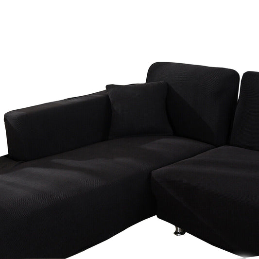 Black Super Stretch Sofa Cover Soft Thick Seater Slipcover