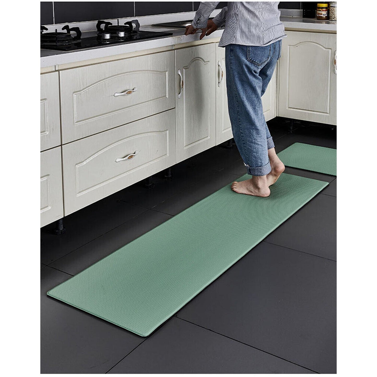 Green Anti-Oil Waterproof Kitchen Door Mat Non-Slip Floor Rug Carpet