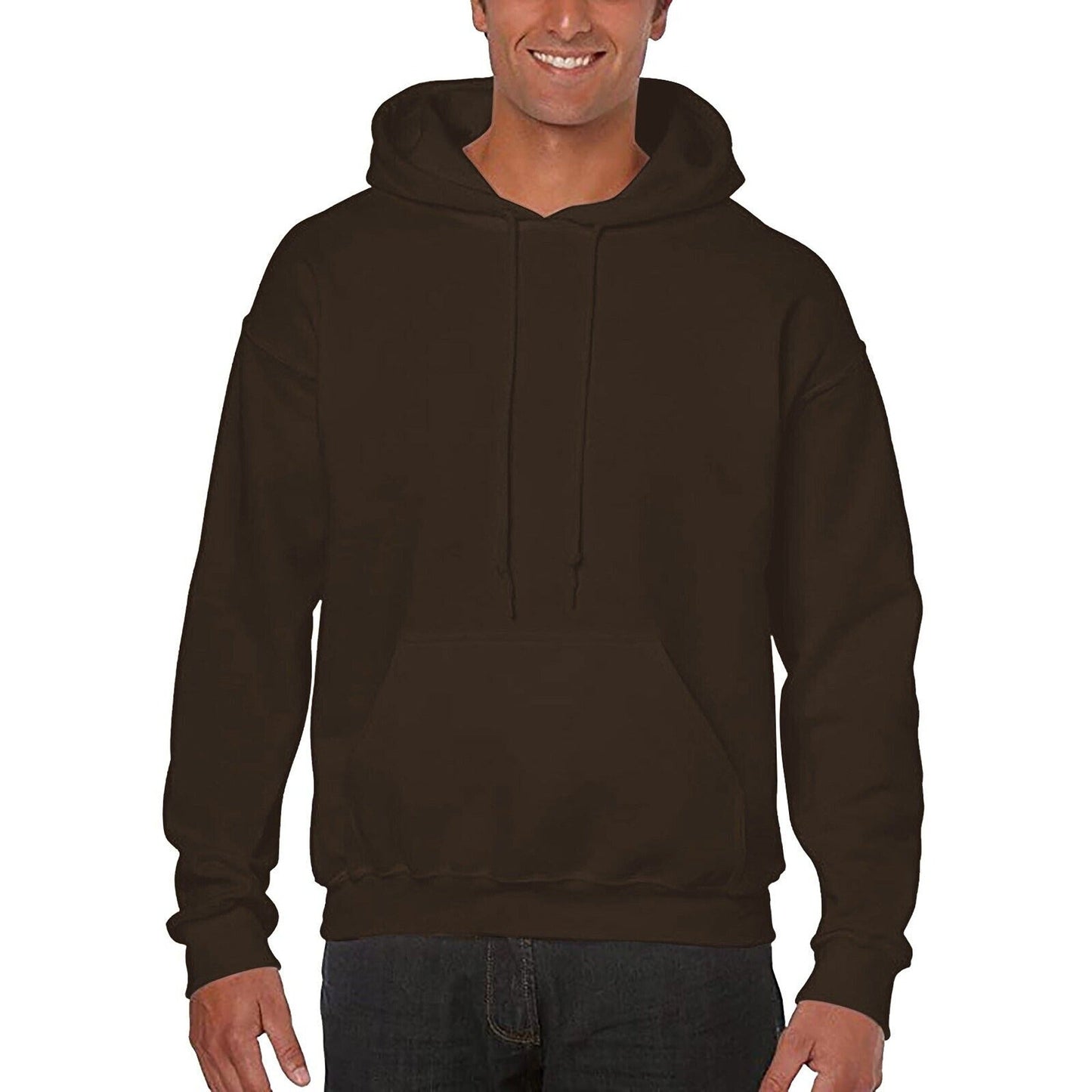 Brown Men Fleece Hooded Sweatshirt Gym Pullover Jumper