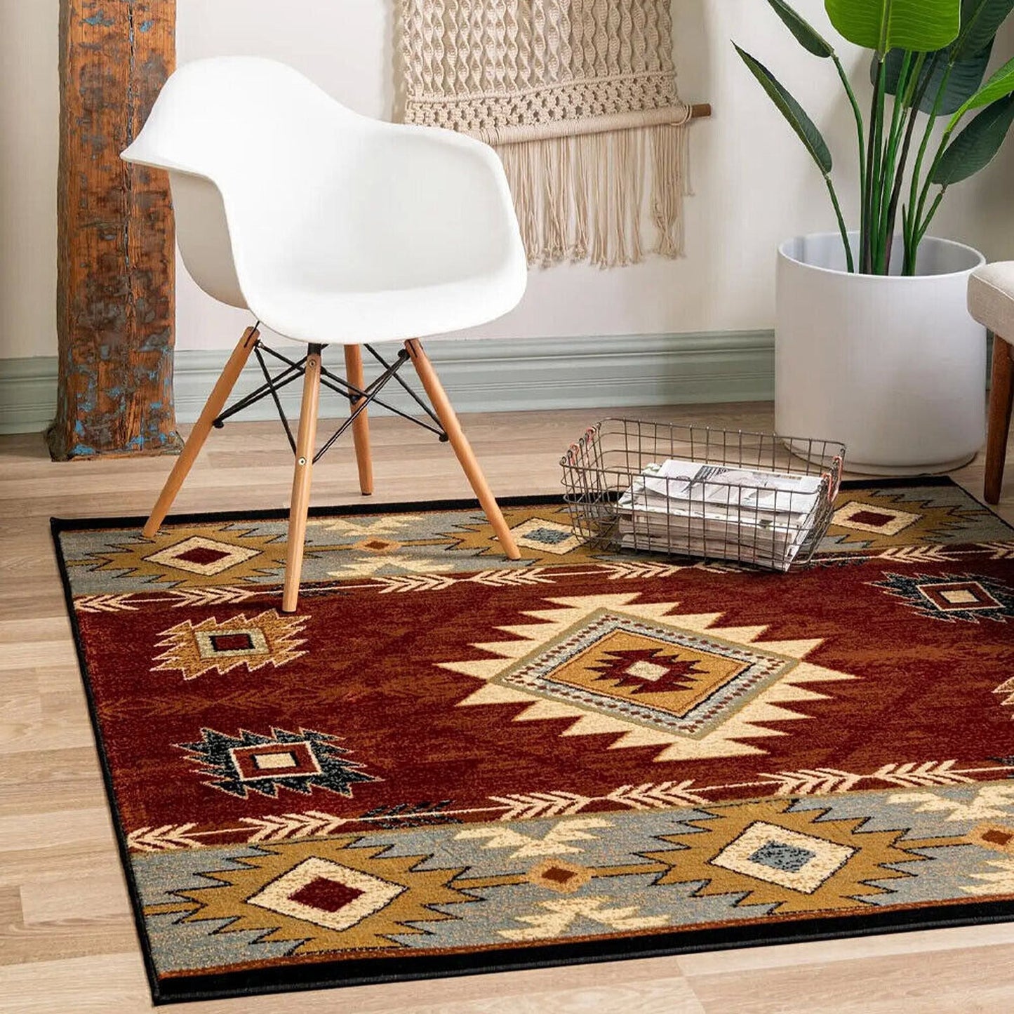 Red Punk Design Large Soft Shaggy Easy Clean Area Rug