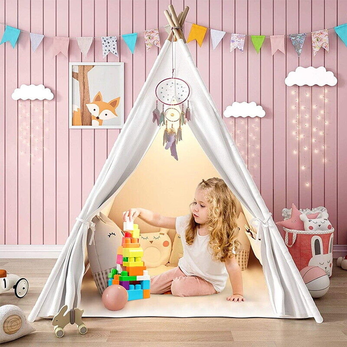 110cm Indoor Outdoor Castle Cubby Playhouse Play Teepee Kids Tent