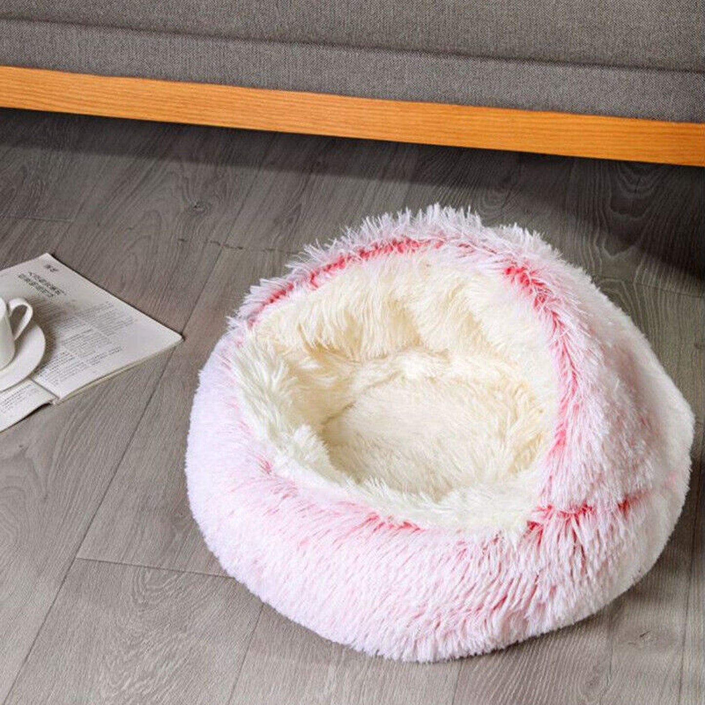 Cuddle Soft Warm Plush Pet Cat Bed Calming Igloo Tent House Pink