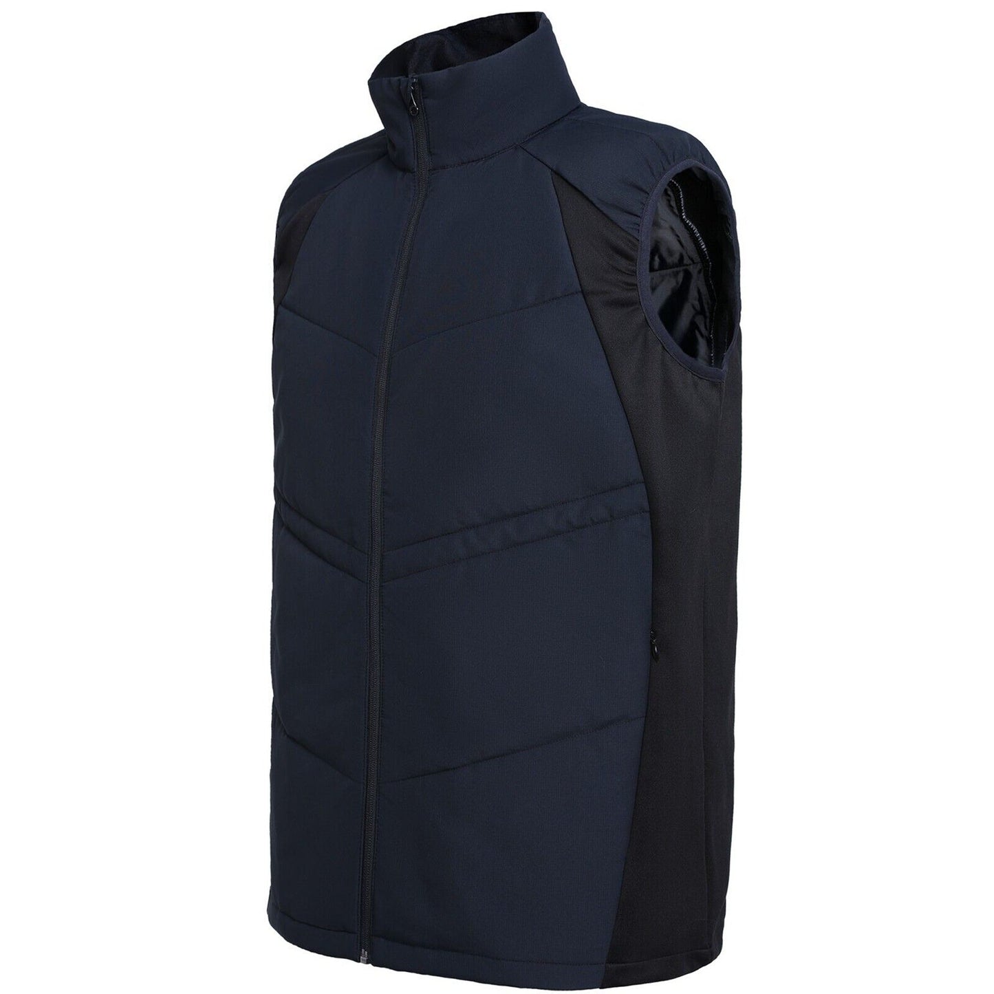 Navy Blue Vegan Active Puffer Vest Quilted Down-Free with Stretchy Panel
