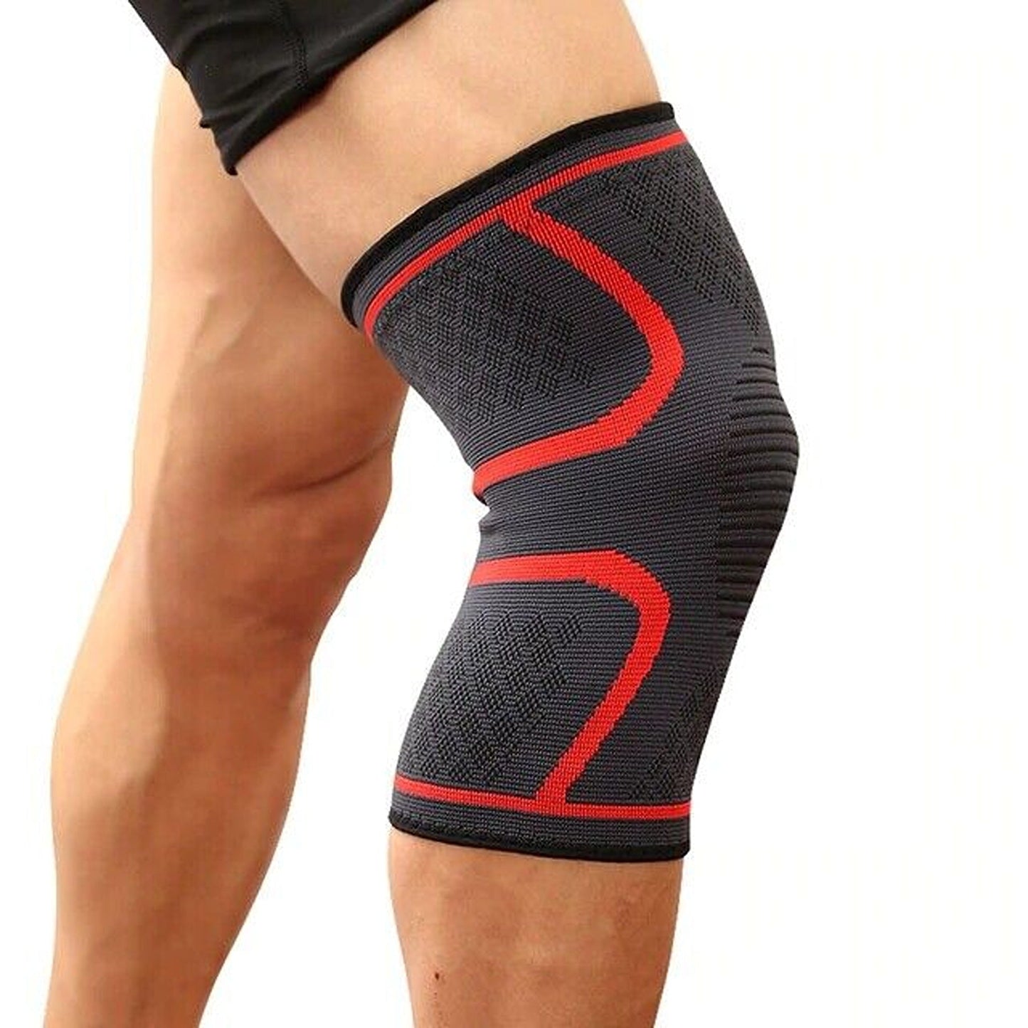 Red Elastic Nylon Knee Support Braces for Fitness and Cycling