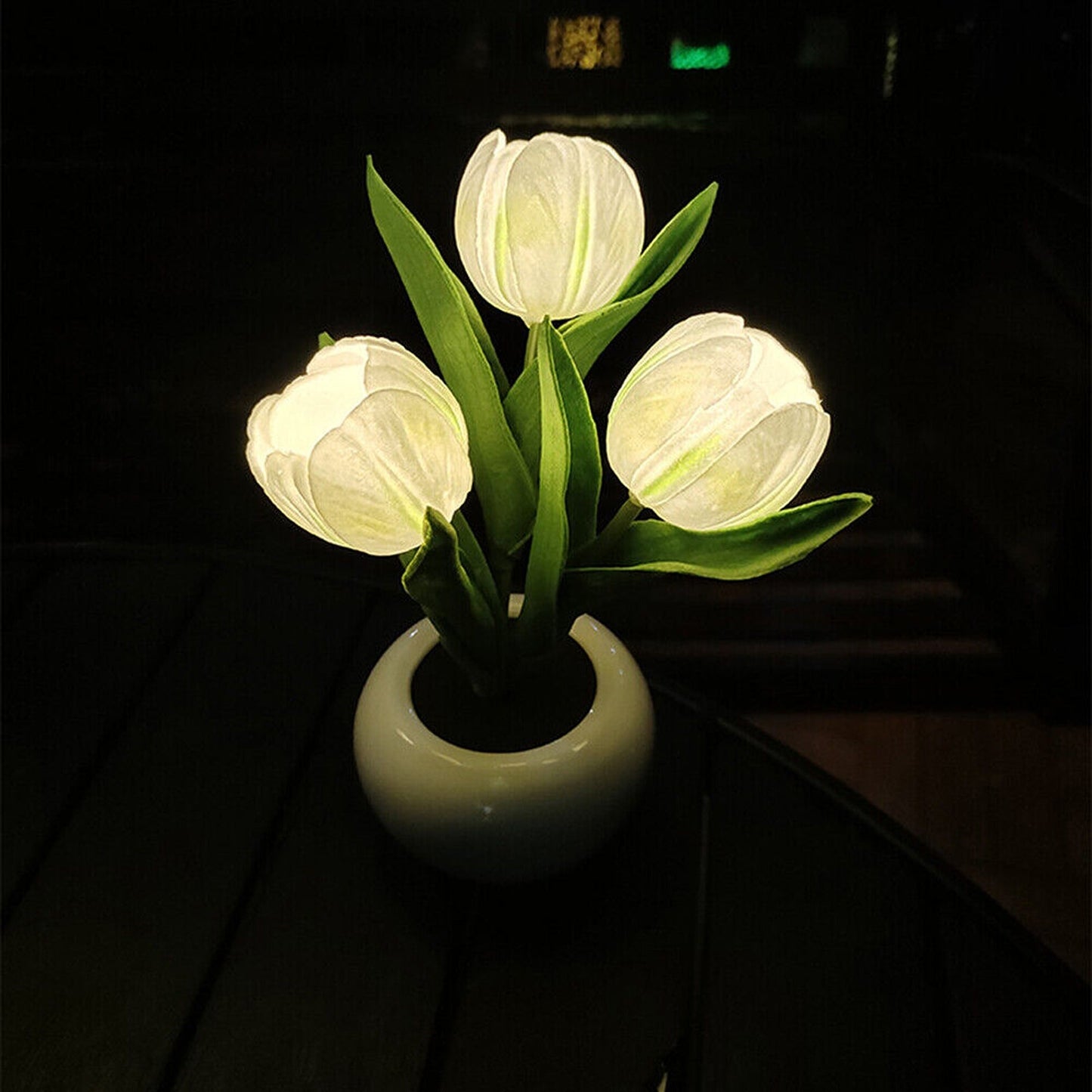 Tulip Flower Night Light Potted Plant Table Lamp