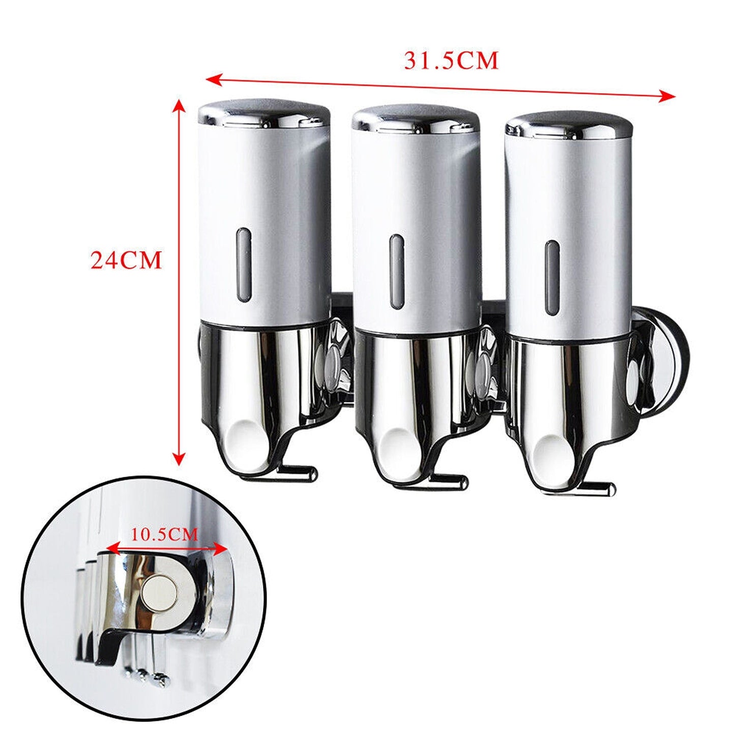 Wall Mounted 1500ml Soap Dispenser for Bathroom - Shampoo and Gel Pump