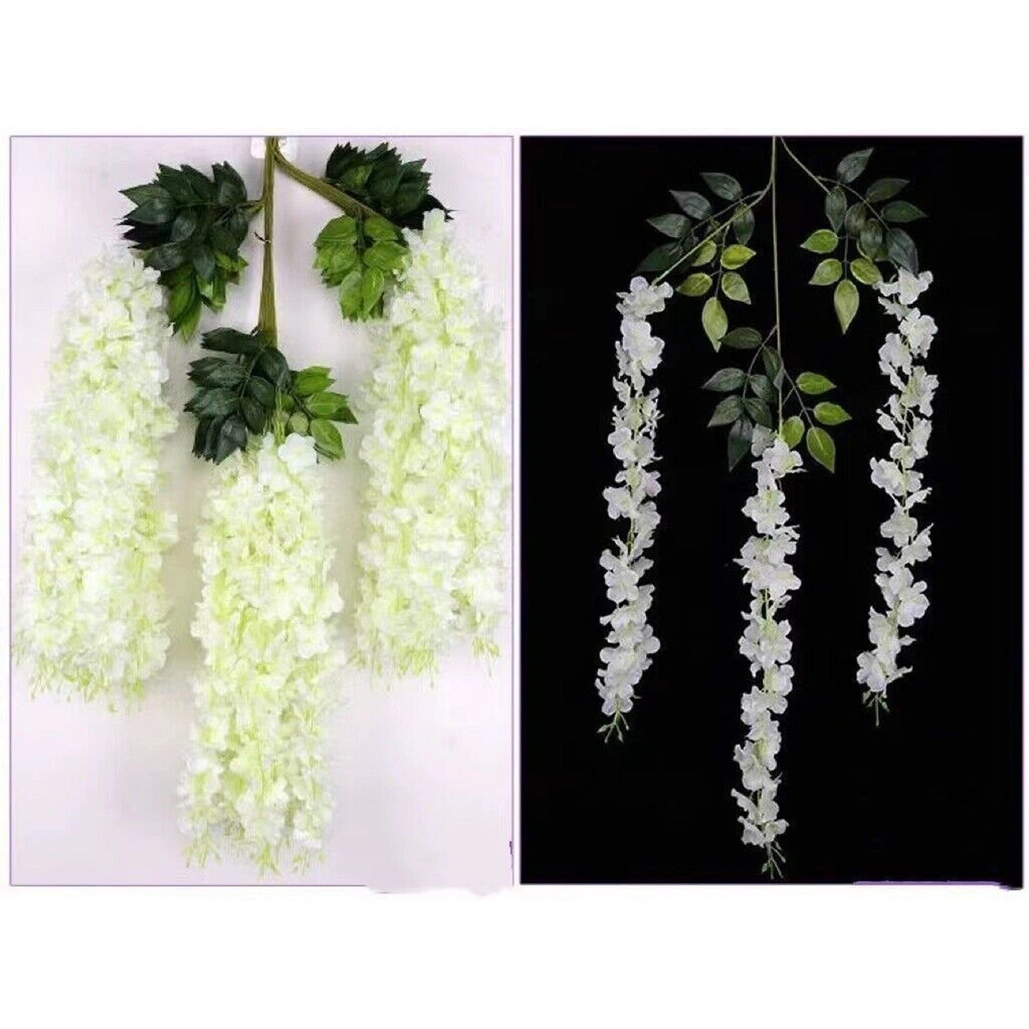 12pcs Hanging Silk Wisteria Vine Garland Artificial Leaf Decoration for Weddings