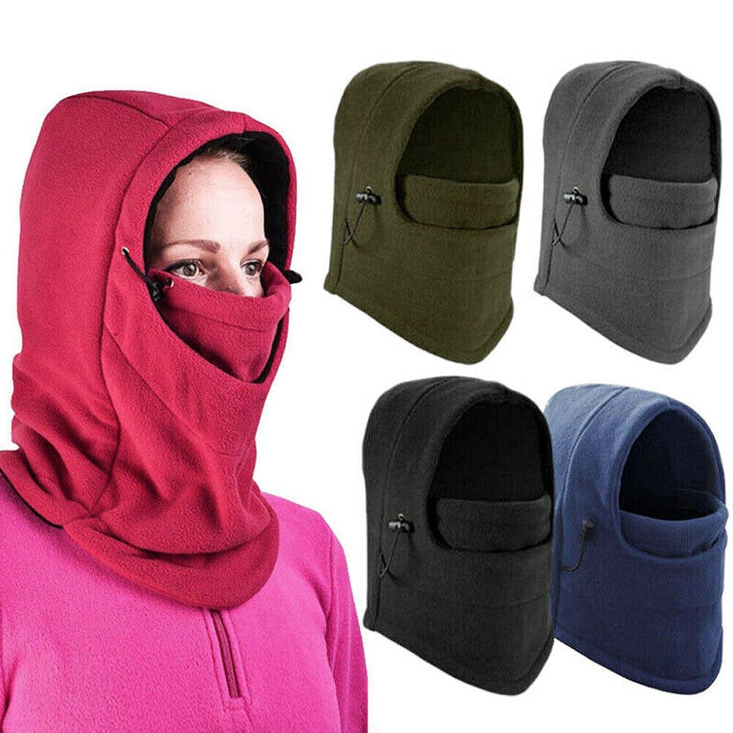 Fleece Hood Winter Thermal Balaclava Ski Face Mask Neck Warmer Cap