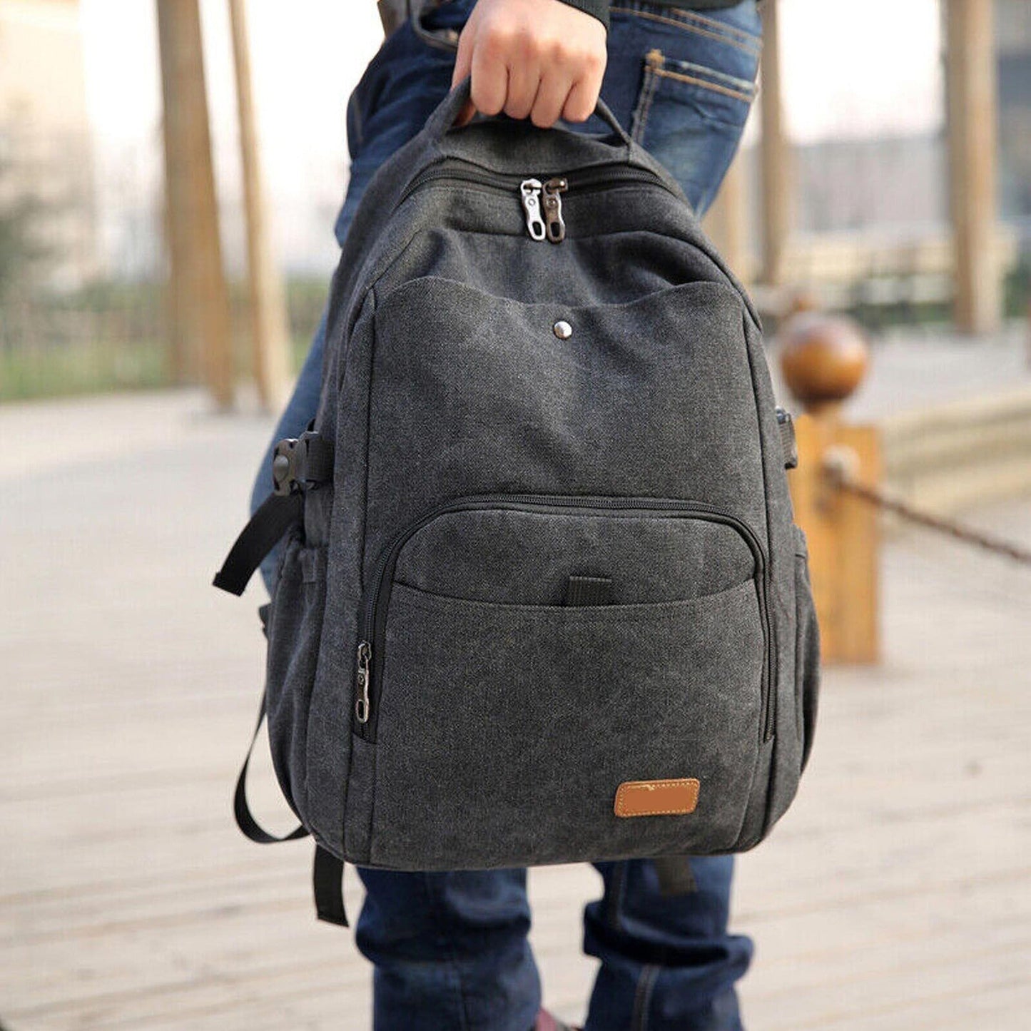 Large Canvas Backpack for Laptops School Travel Bag for Men and Women