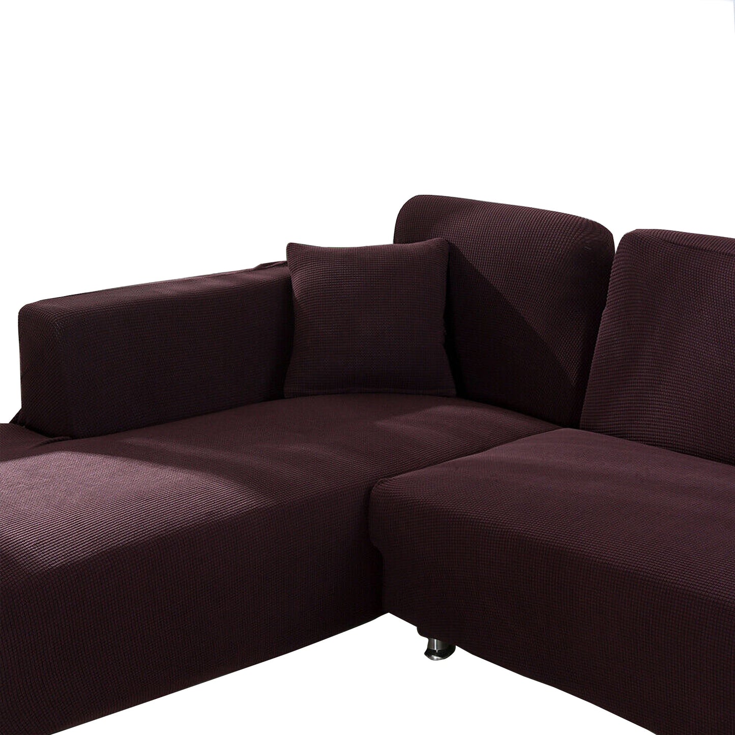 Coffee Super Stretch Sofa Cover Lounge Soft Thick Seater Slipcover