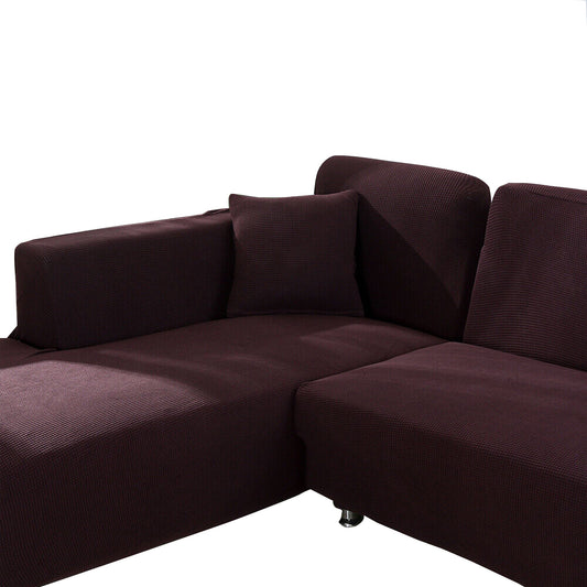 Coffee Super Stretch Sofa Cover Lounge Soft Thick Seater Slipcover