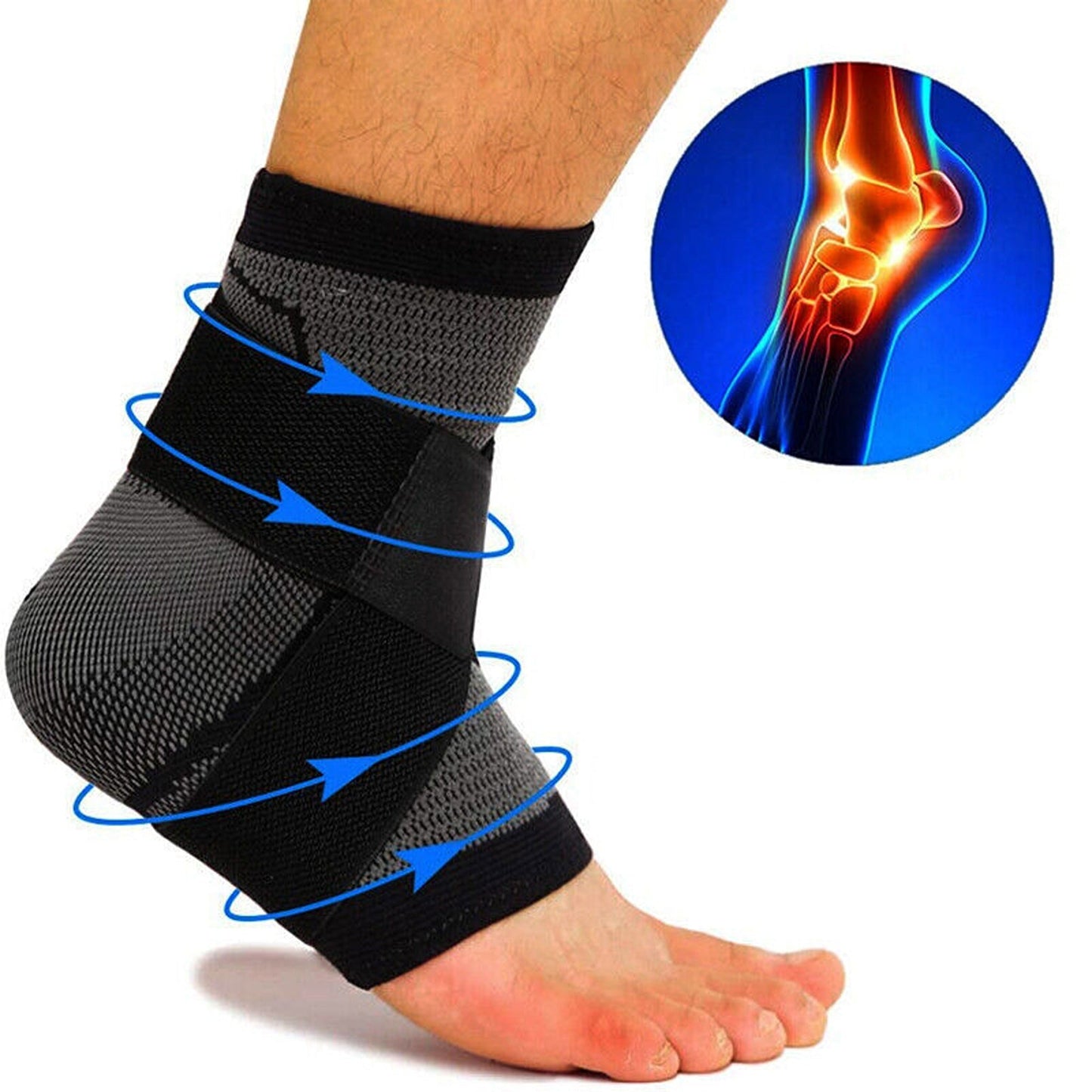 Heel Ankle Support Brace Adjustable Compression Foot Protector Strap