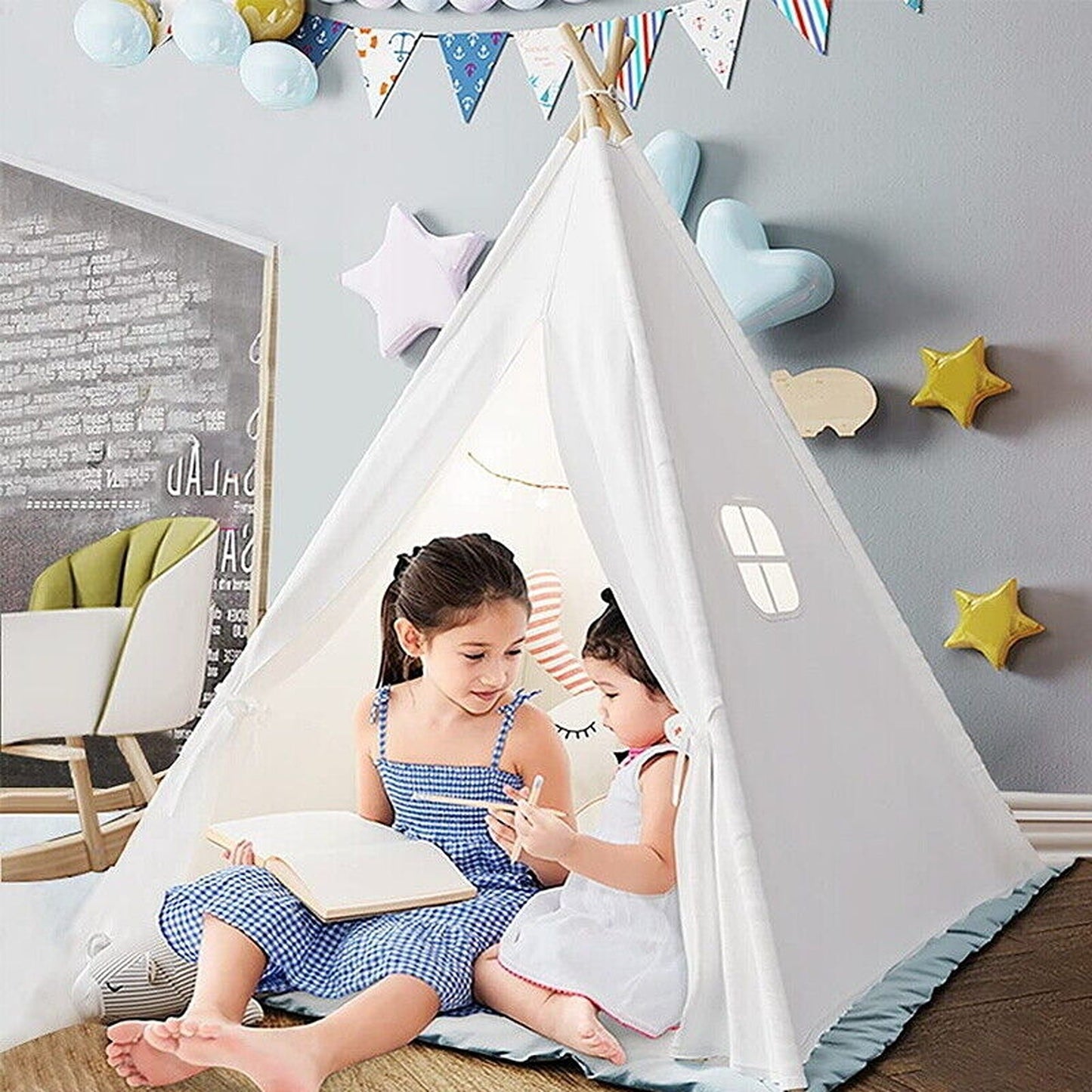 110cm Indoor Outdoor Castle Cubby Playhouse Play Teepee Kids Tent
