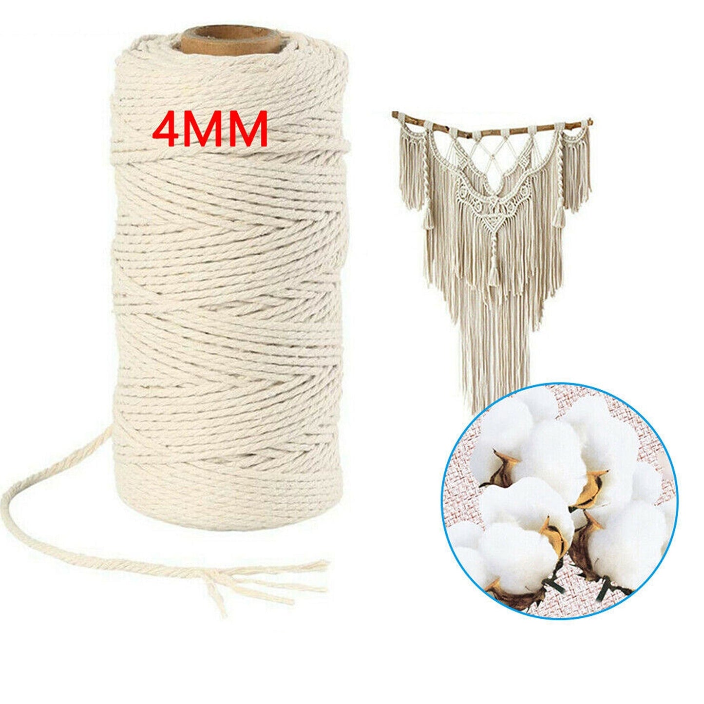 Beige Craft Macrame Twisted Cotton Artisan Rope Weaving Wire
