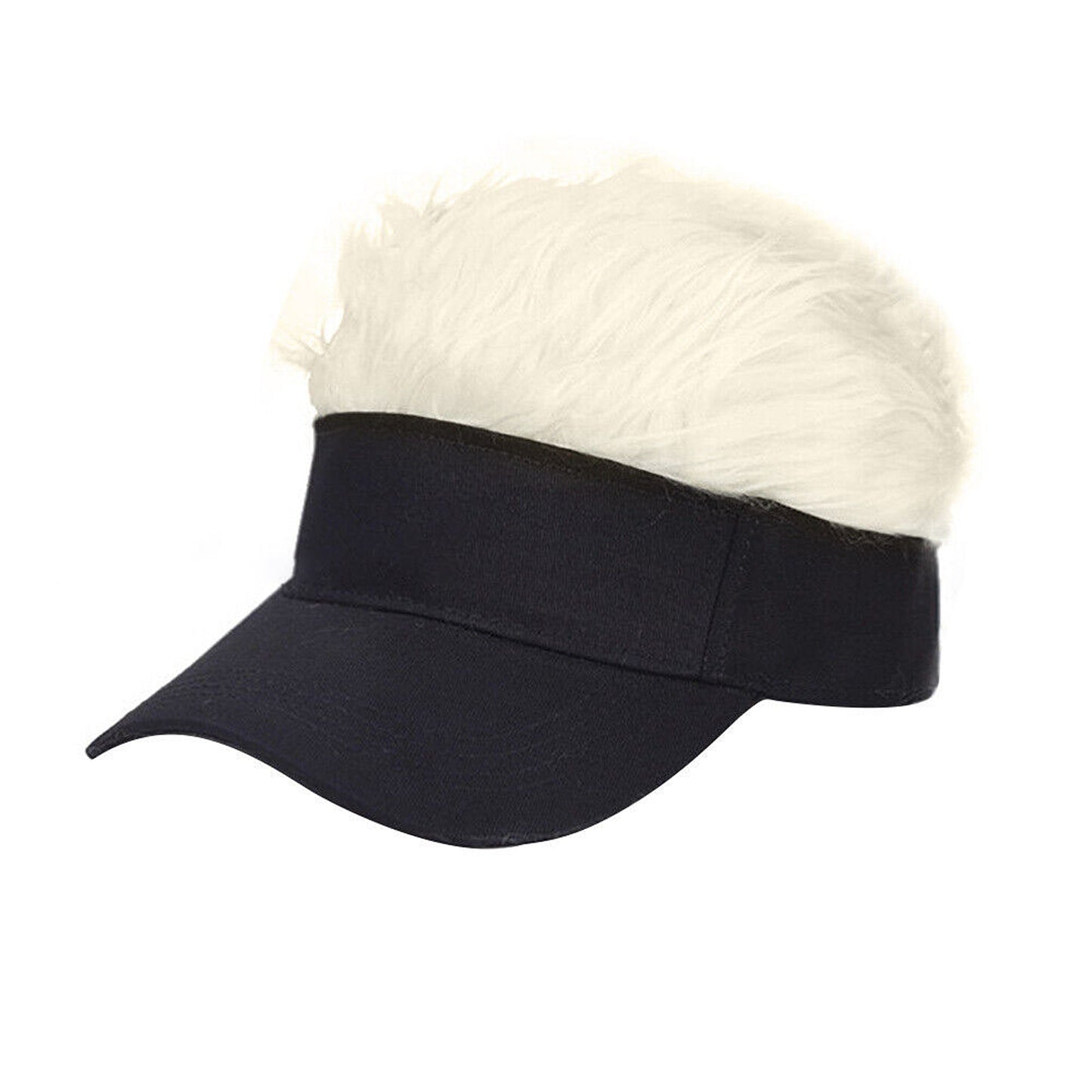 Baseball Cap with Wig Attached Sun Visor and Fun Hair for Men