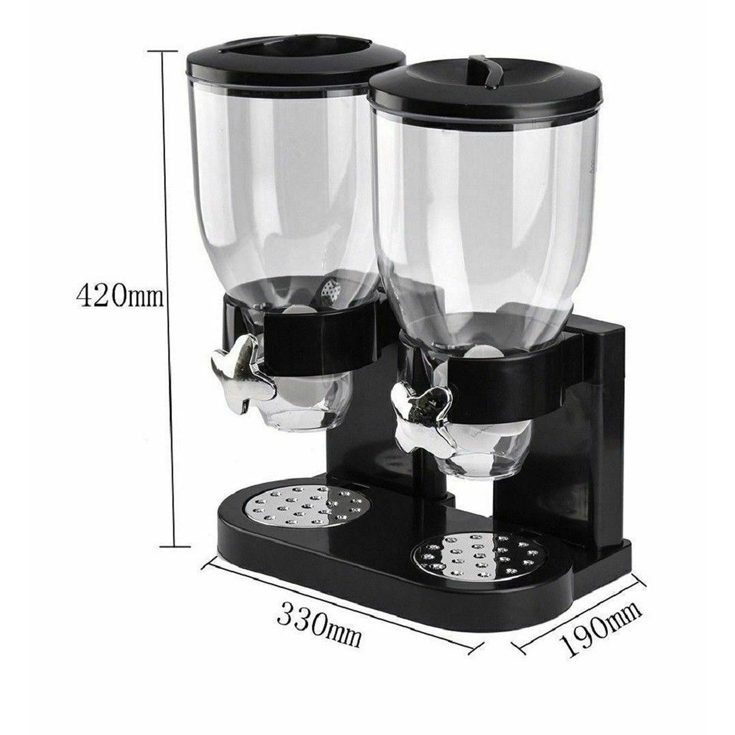Double Compartment Cereal Dispenser for Dry Grains and Food Storage