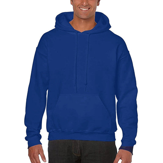 Dark Blue Men Fleece Hooded Sweatshirt Gym Pullover Jumper