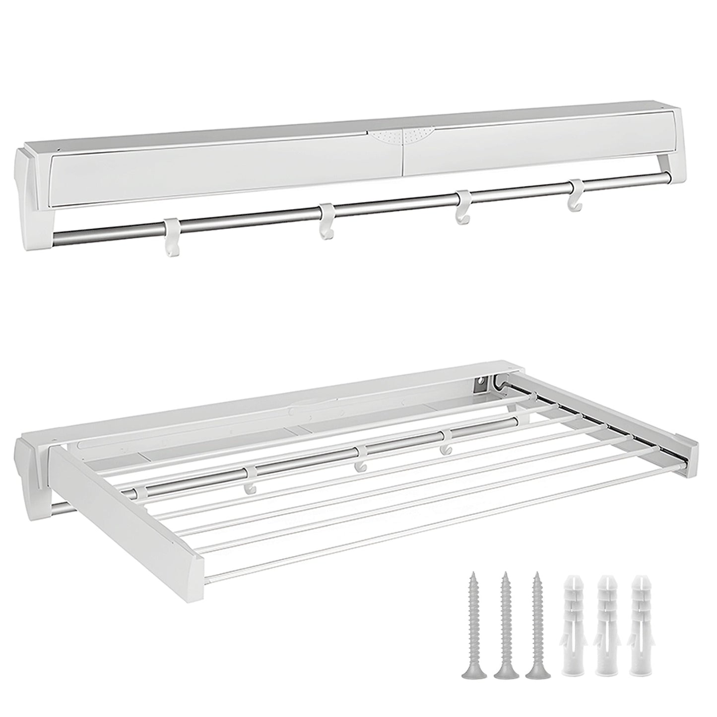 Wall-Mounted Laundry Drying Rack Foldable Clothes Airer for Indoor Outdoor