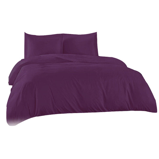 Purple Ultra Soft Egyptian Cotton Duvet Quilt Cover Set with Pillowcases